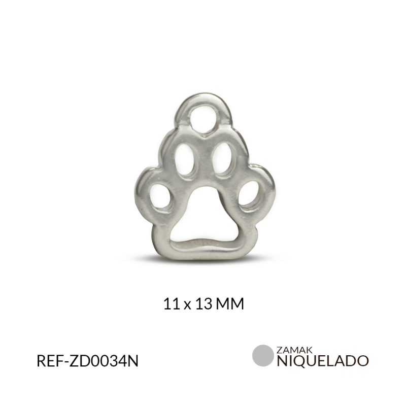 Dije zamak huella silueta niquelada 11 x 13 mm / Paquete x 6 unidades / Ref-ZD0034N