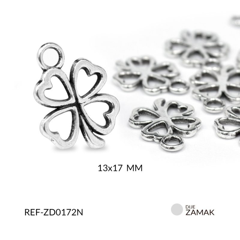Dije zamak trebol silueta 13x17mm x 12unds