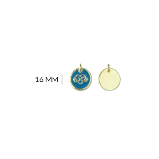 Dije zamak circular azul infinito corazón 16mm x und