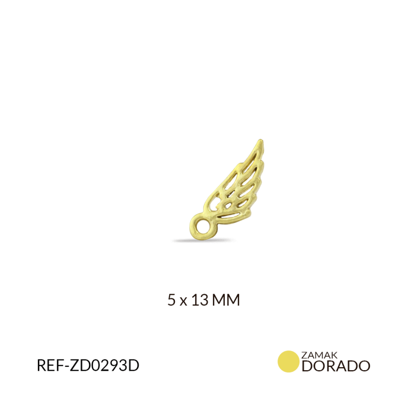 DIJE ZAMAK ALA MINI 5 X 13 MM / paquete x 3 unidad / REF-ZD0293D