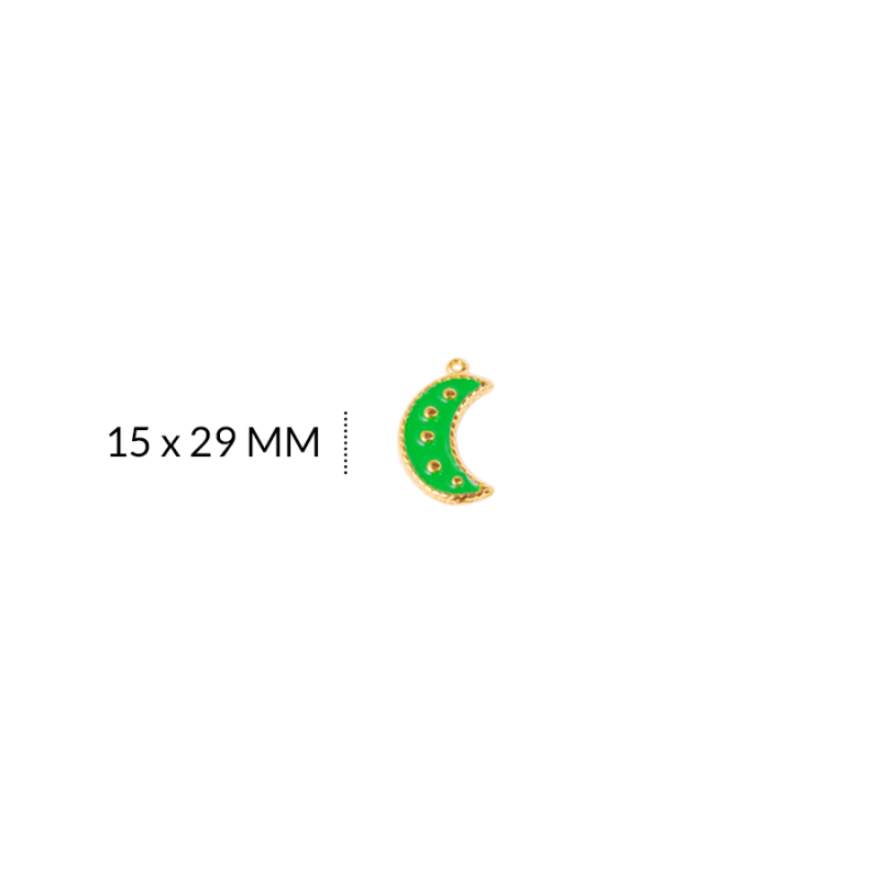 Dije en zamak luna pepitas verde 15 X 29 MM / x unidad / REF-ZD0343Dverde