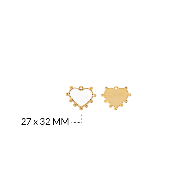 DIJE EN ZAMAK CORAZON 9 PUNTOS BLANCO 27 X 32 MM / color dorado / X UNIDAD / REF-ZD0346Dblanco / REF-ZD0346Dblanco