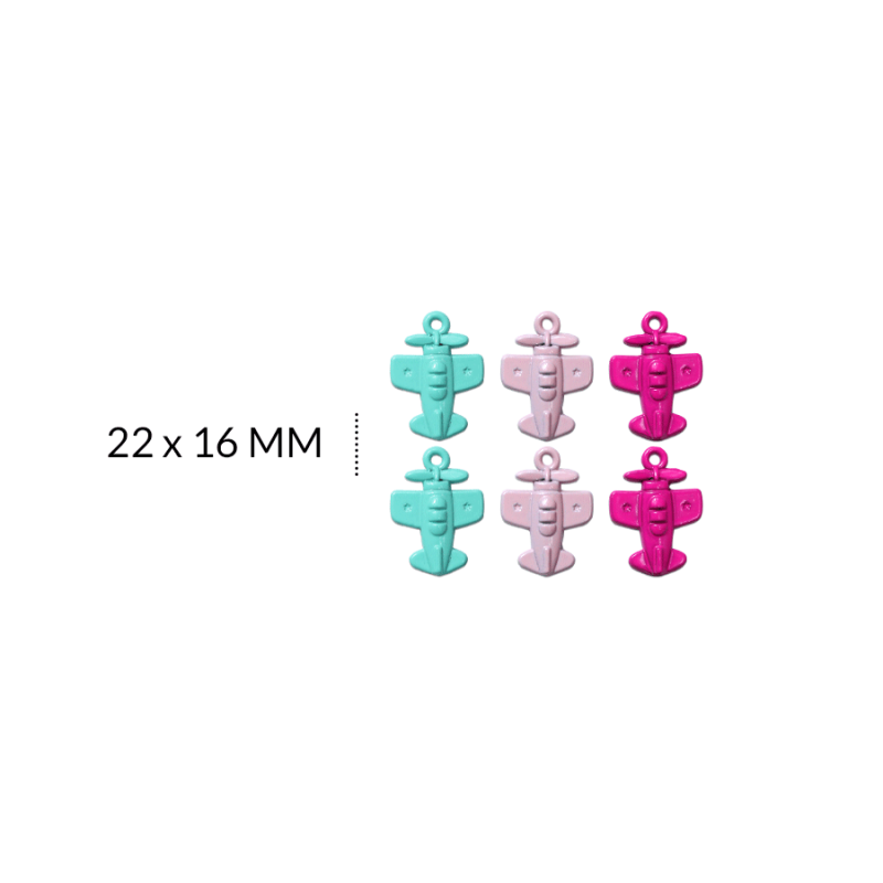 DIJE ZAMAK AVION PINTADO TONOS PASTEL 22 X 16 MM / paquete x 6 und / REF-ZD0368 / REF-ZD0368
