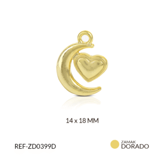 Dije zamak luna corazón 14x18mm x unidad