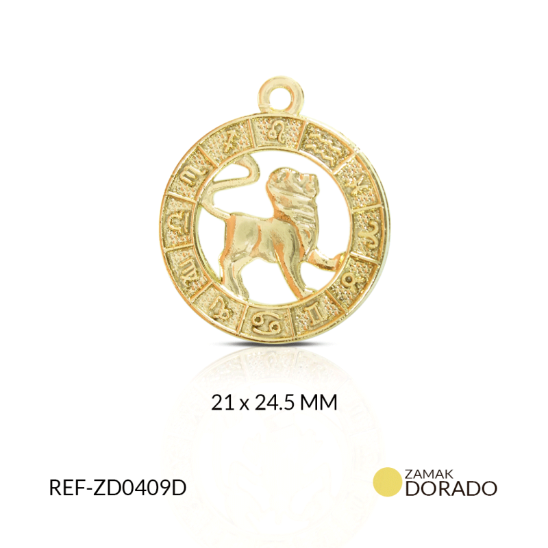 DIJE ZAMAK DORADO SIGNO ZODIACAL LEO/ x UND/ 21x24mm / REF-ZD0409D