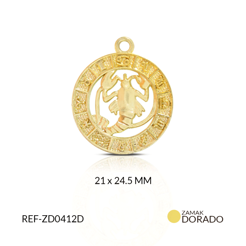 DIJE ZAMAK DORADO SIGNO ZODIACAL CANCER/ x UND/ 21x24mm / REF-ZD0412D