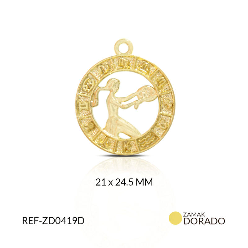 DIJE ZAMAK DORADO SIGNO ZODIACAL VIRGO/ x UND/ 21x24mm / REF-ZD0419D