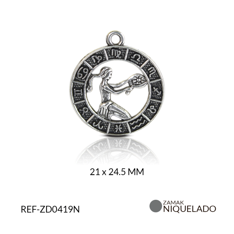Dije kamak signo zodiacal virgo 21mm / paquete x 6 unidades / REF-ZD0419N