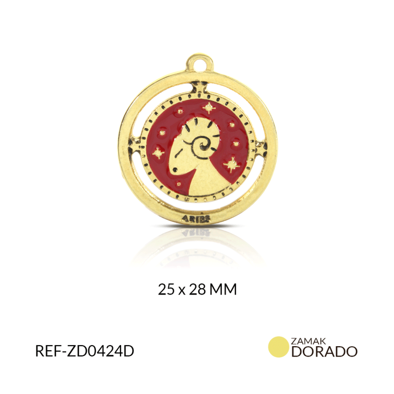 DIJE ZAMAK DORADO SIGNO ZODIACAL ARIES/ x UND/ 25x28mm / REF-ZD0424D