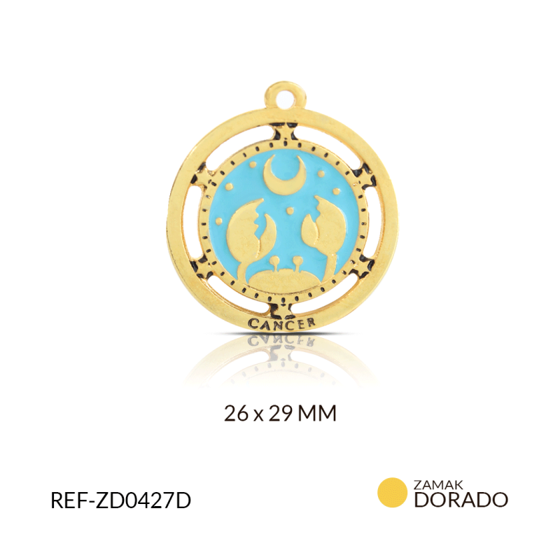 DIJE ZAMAK DORADO SIGNO ZODIACAL CANCER / x UND / 26x29mm / REF-ZD0427D