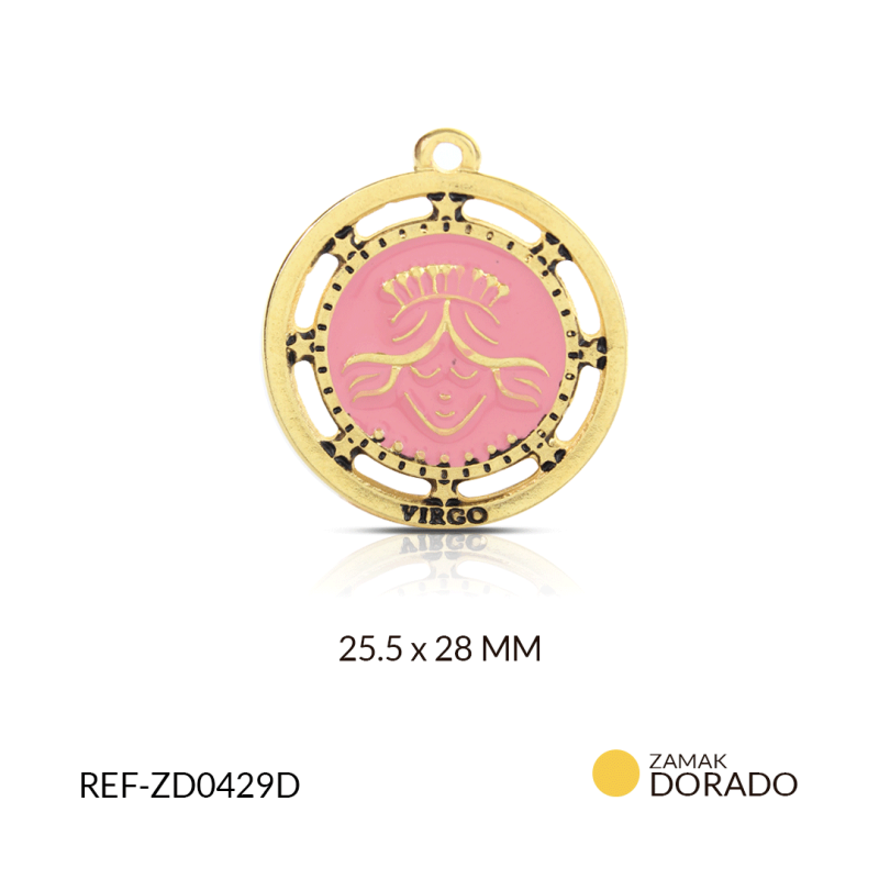 DIJE ZAMAK DORADO SIGNO ZODIACAL VIRGO/ x UND /25x28mm / REF-ZD0429D
