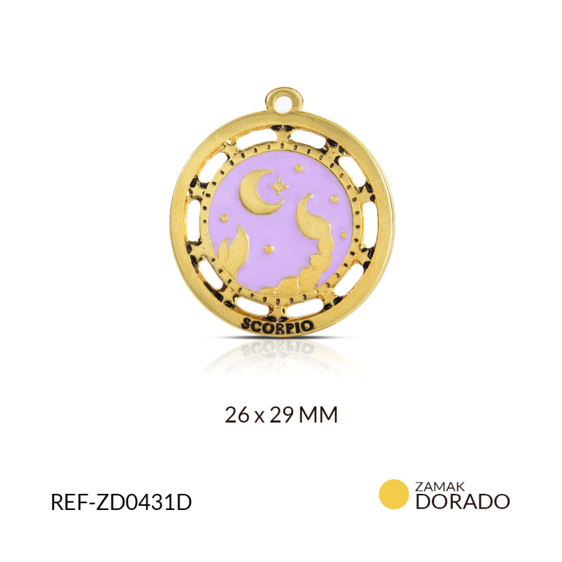 DIJE ZAMAK DORADO SIGNO ZODIACAL SCORPION / x UND /26x29mm / REF-ZD0431D