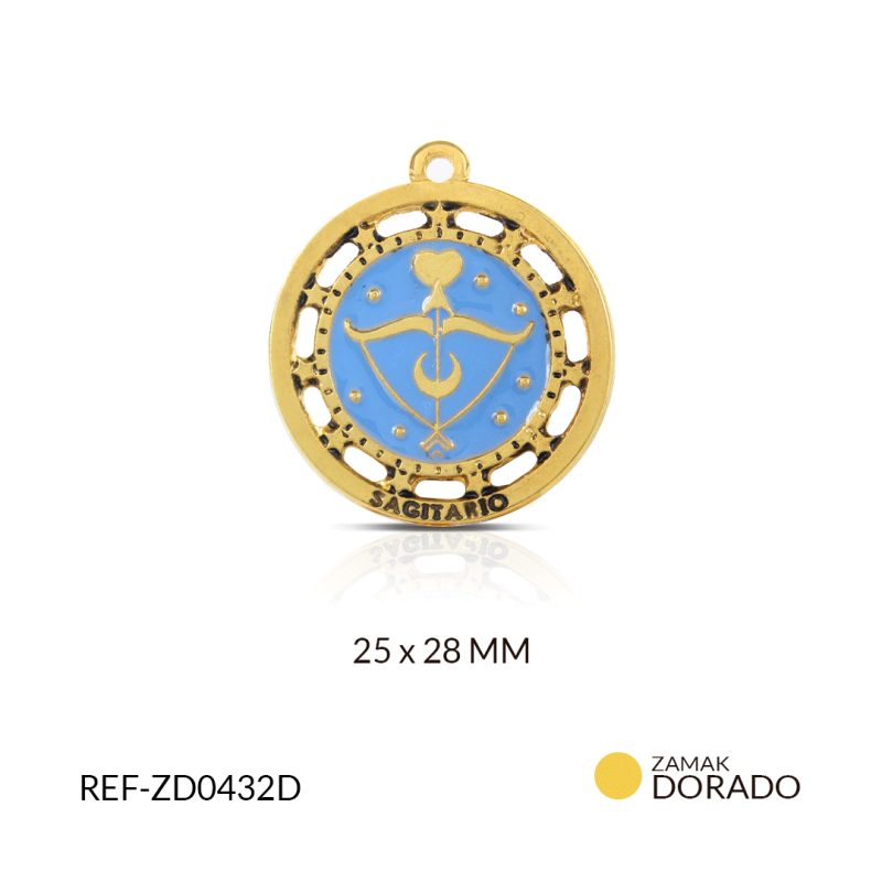 DIJE ZAMAK DORADO SIGNO ZODIACAL SAGITARIO / x UND / 25x28mm / REF-ZD0432D