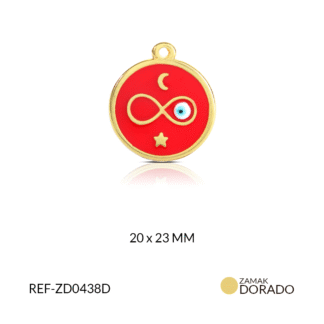 Dije zamak circulo resina rojo turco, infinito estrella 20x23mm x und