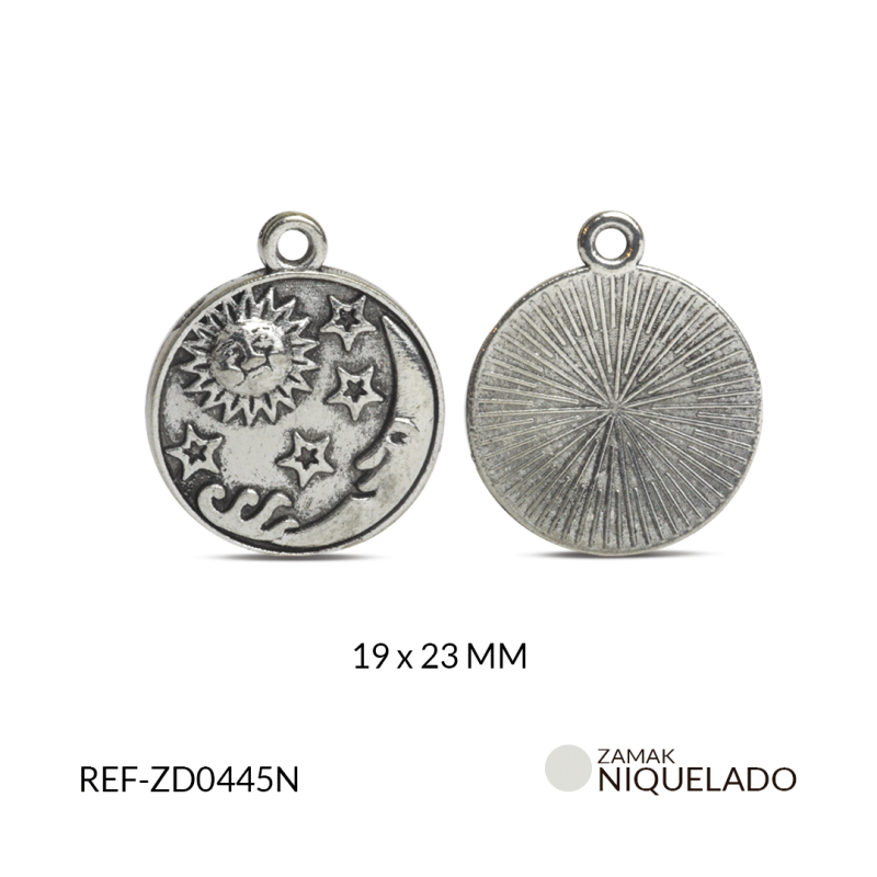Dije zamak estrella sol y luna 19x23mm / paquete x 6 unidades / Ref-ZD0445N