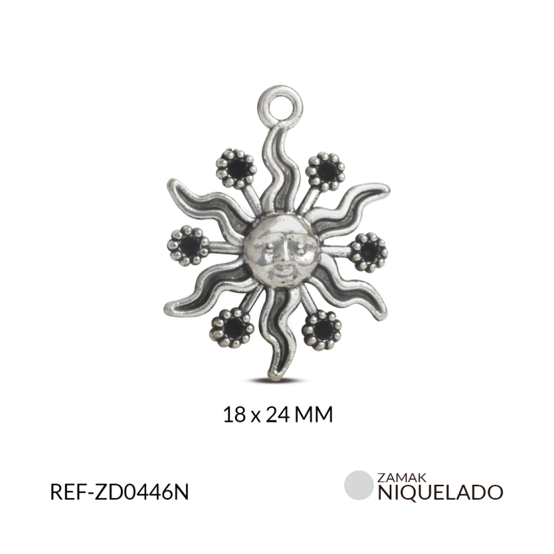 DIJE ZAMAK SOL 6 PUNTAS 24X18MM / PAQUETE x 12 UND / Ref-ZD0446N