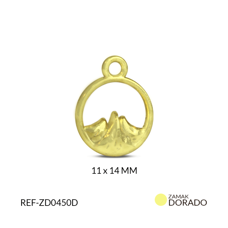 DIJE ZAMAK CIRCULO MONTAÑA 11X14 MM / PAQUETE x 3 und / Ref-ZD0450D