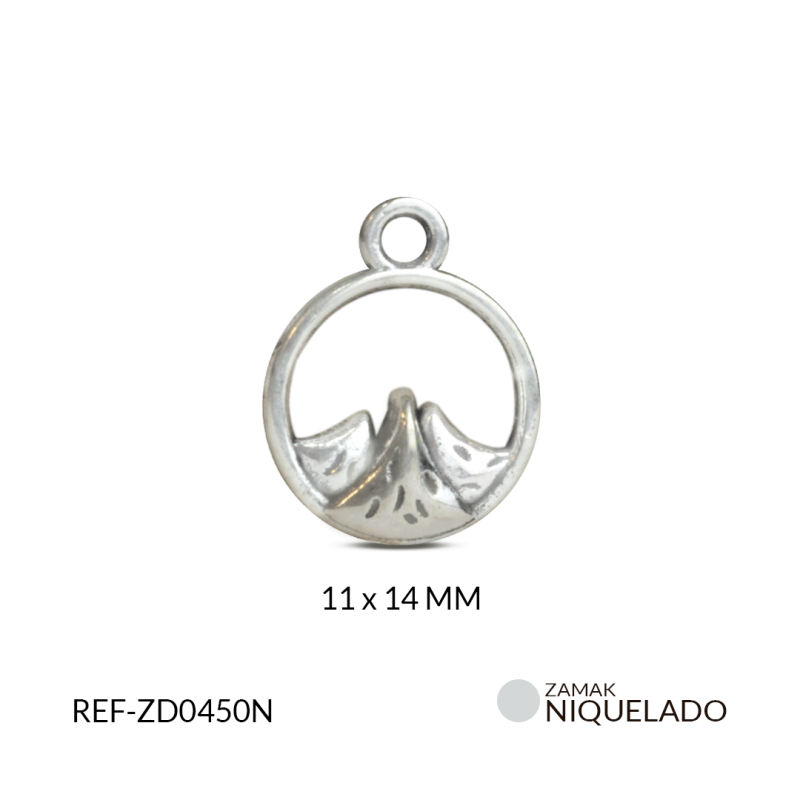 DIJE ZAMAK CIRCULO MONTAÑA 11X14 MM / PAQUETE x 12 MM / Ref-ZD0450N