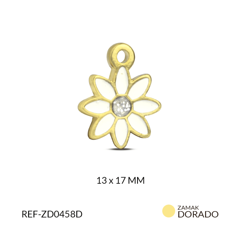 DIJE ZAMAK MARGARITA BLANCA 13X17/ x UND / Ref-ZD0458D