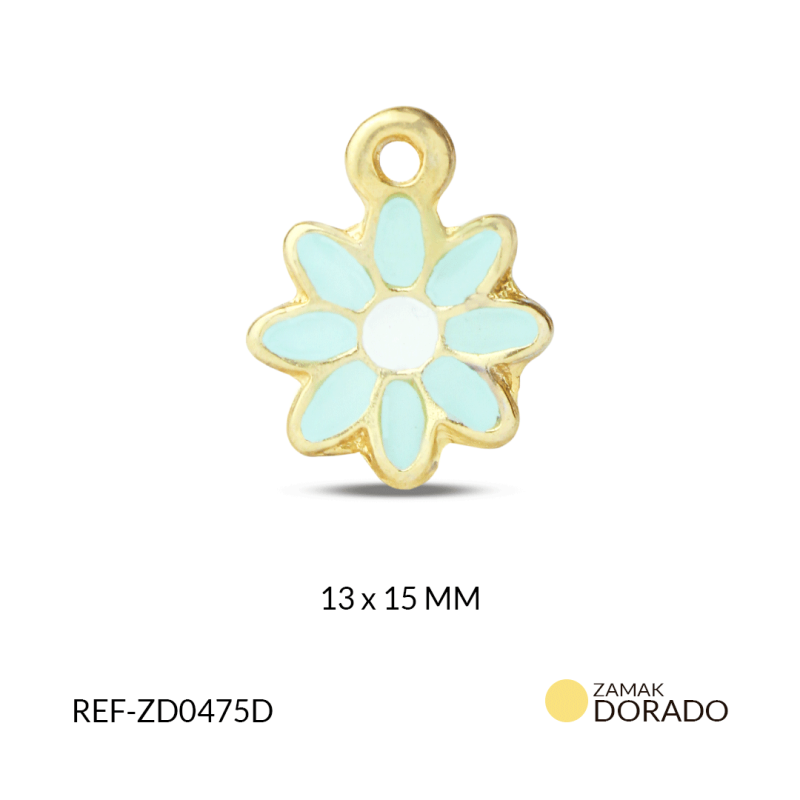 DIJE ZAMAK MARGARITA RESINA AGUAMARINA 13X15MM / X UND / REF-ZD0475D