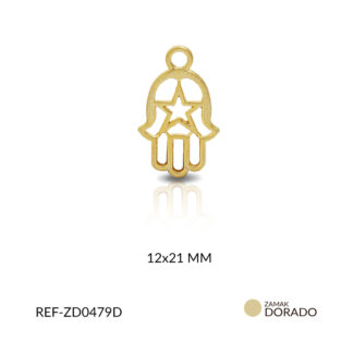 Dije zamak mano Hamnsa estrella 12x21mm x3 unds