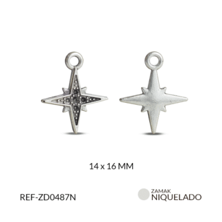 Dije zamak estrella 4 puntos 14x17mm x12 unds