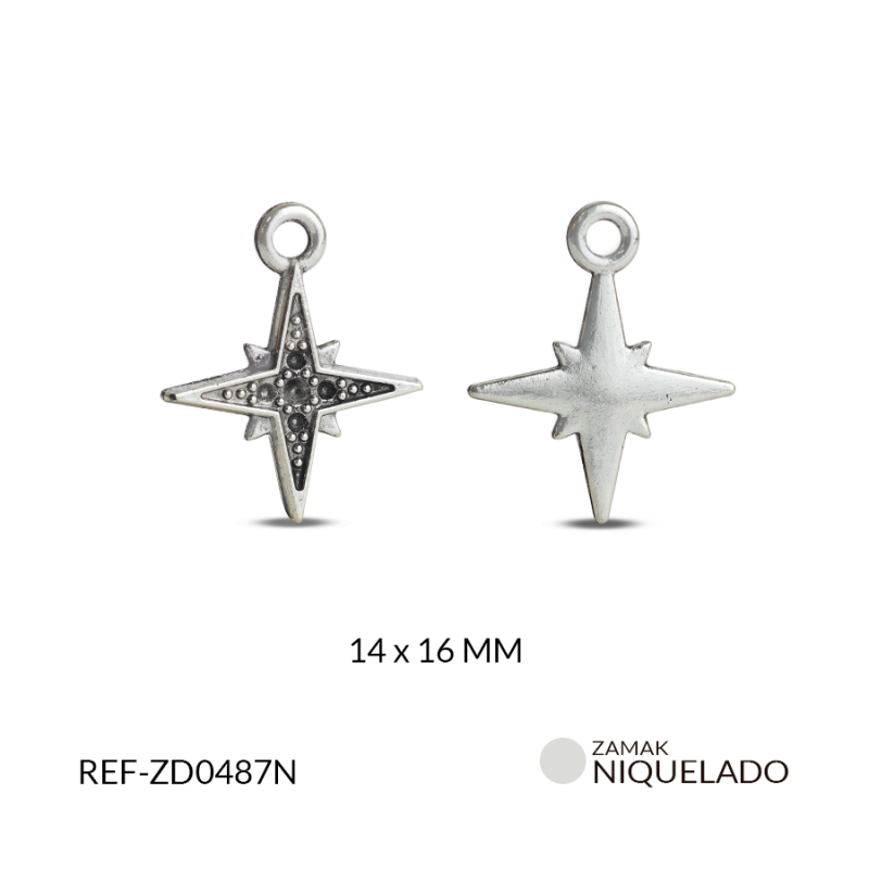 Dije zamak estrella 4 puntos 14x17mm / paquete x 12 und / Ref-ZD0487N / Ref-ZD0487N