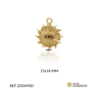 Dije zamak ojo destello 15x18mm x2 unids