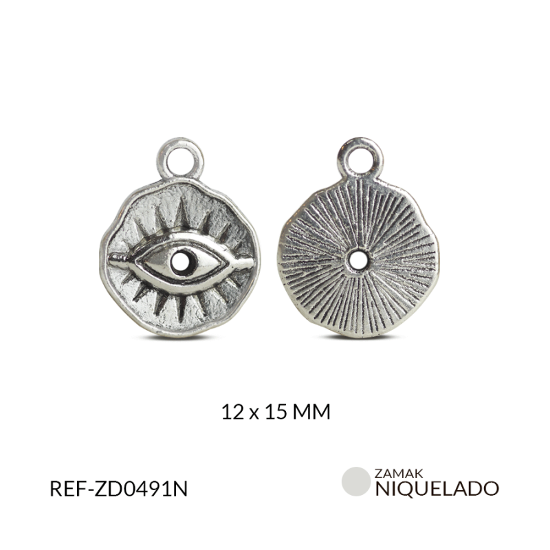 Dije zamak ojo pestaña 12x15mm / paquete X 12 unidades / Ref-ZD0491N / Ref-ZD0491N