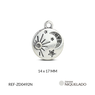 Dije zamak luna estrella sol 17x14mm paquete x6 und