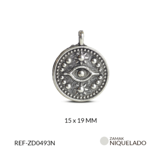 Dije zamak ojo dos estrellas 15x19mm x6 unds