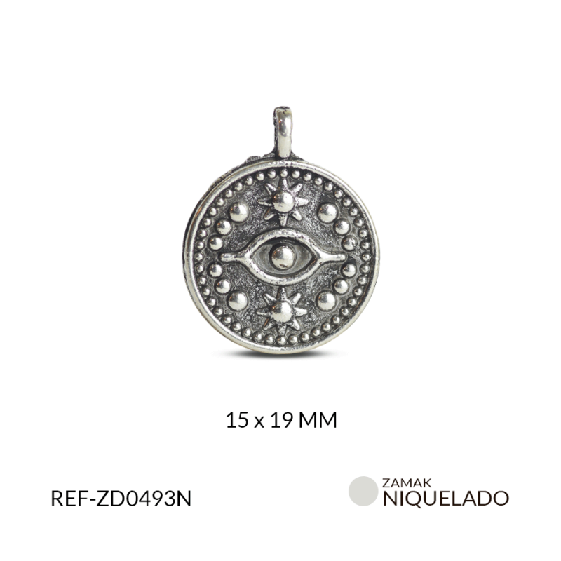 DIJE ZAMAK OJO DOS ESTRELLA 15X19 MM / paquete X 6 UND / Ref-ZD0493N
