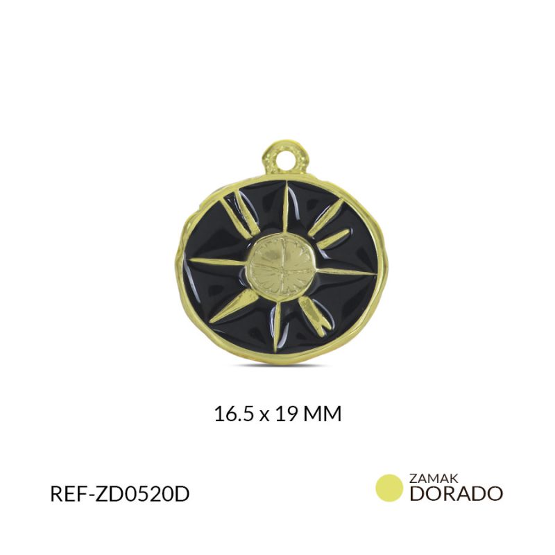 DIJE ZAMAK OVALADO BRUJULA RESINA NEGRO 16.5 X 19 MM / x UND / Ref-ZD0520D