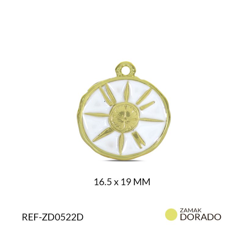DIJE ZAMAK OVALADO BRUJULA RESINA BLANCO 16.5x19MM / x UND / Ref-ZD0522D