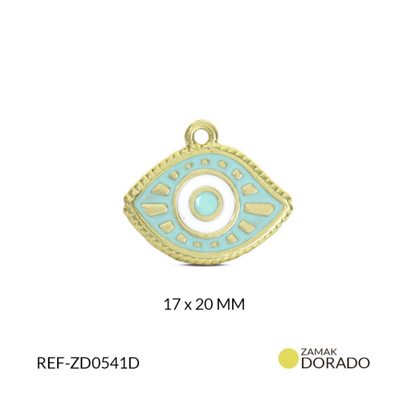 DIJE ZAMAK OJO TURCO VERDE A RESINA BLANCO 17X20MM / x UND / Ref-ZD0541D