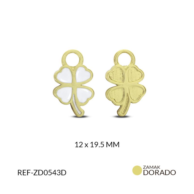 Dije zamak trébol resina blanca 12x19.5mm / x unidad / Ref-ZD0543D / Ref-ZD0543D