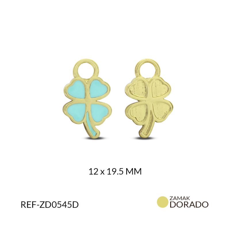Dije zamak trébol resina verde A 12X19.5MM / x unidad / Ref-ZD0545D / Ref-ZD0545D