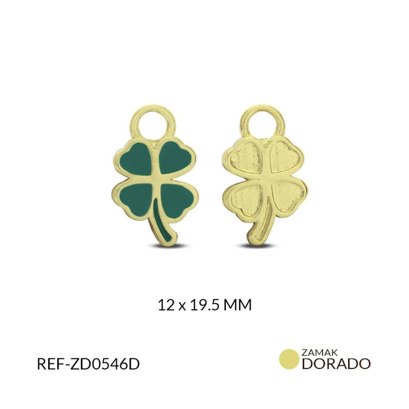 DIJE ZAMAK TREBOL RESINA VERDE 12X19.5MM / x UND / Ref-ZD0546D