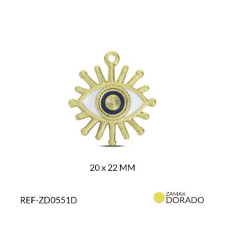 Dije zamak ojo turco Egipto resina blanca & azul 17x20mm x und