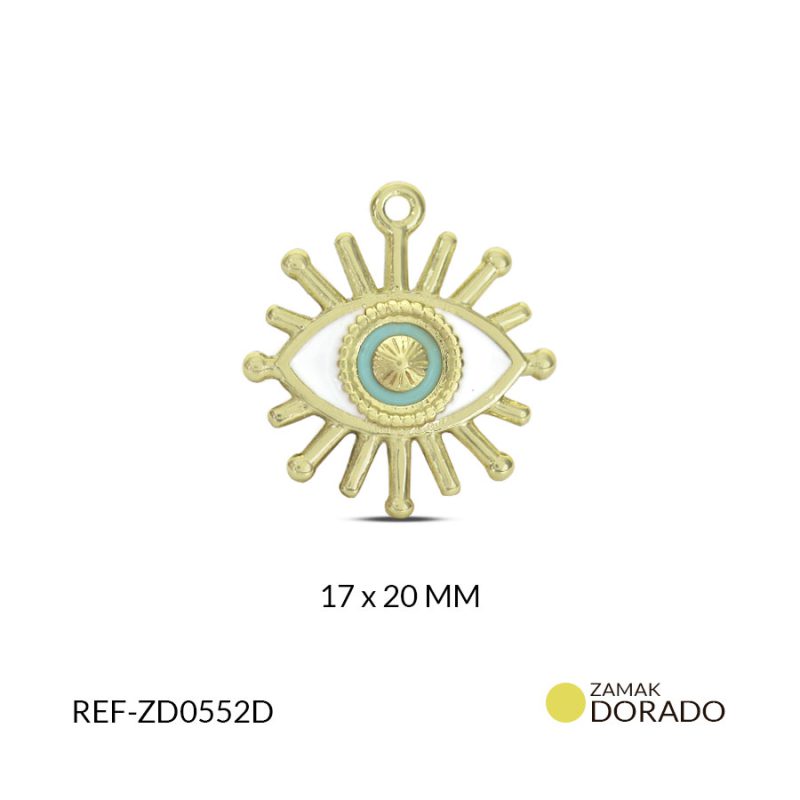 Dije zamak ojo turco Egipcio blanco resina verde a 17x20 MM / x unidad / ref-ZD0552D / Ref-ZD0552D