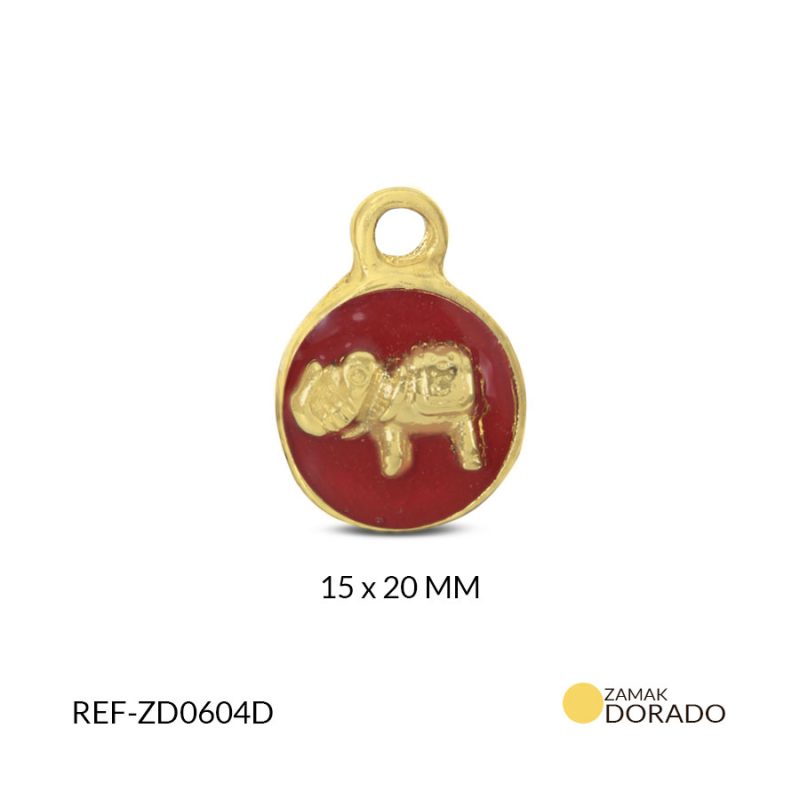 DIJE ZAMAK CIRCULO ELEFANTE RESINA COLORES 15X 20 MM / x UND /