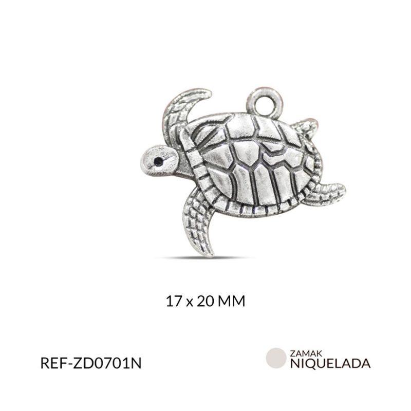 DIJE EN ZAMAK TORTUGA 20X17MM / PAQUETE x 12 UND / Ref-ZD0701N