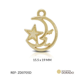 Dije zamak silueta luna estrella 15.5x19mm x unid