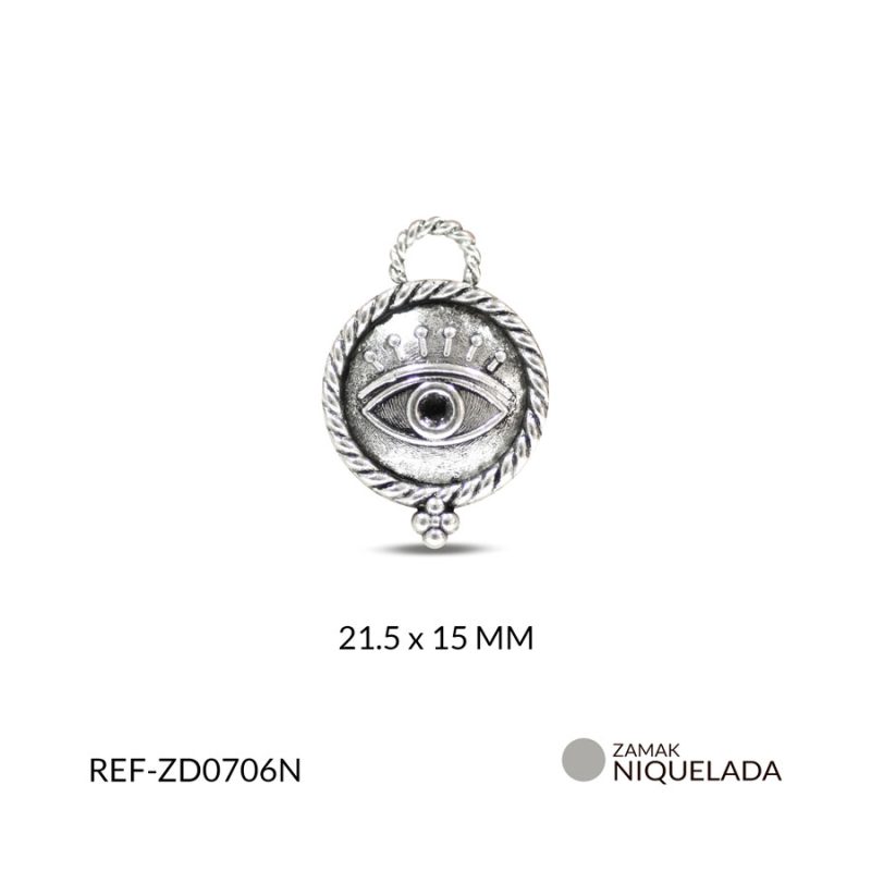 DIJE ZAMAK CIRCULO TRENZADO OJO 21.5 X 15 MM / PAQUETE x 12 UNIDADES / Ref-ZD0706N
