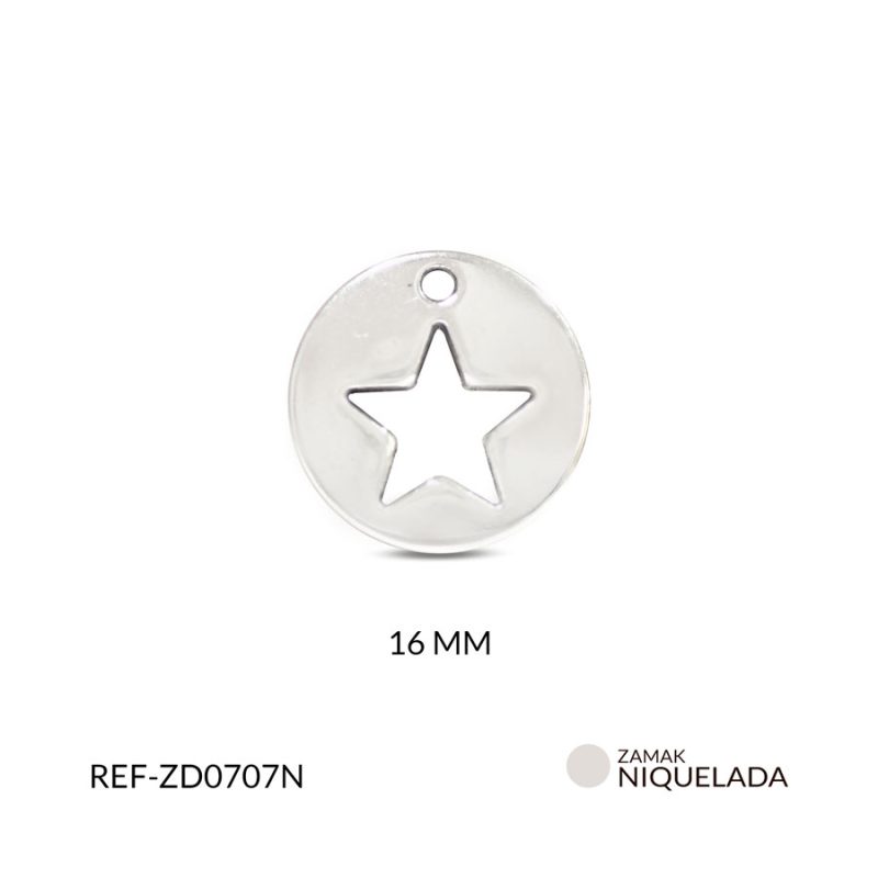 DIJE ZAMAK ESTRELLA 16MM / PAQUETE x 12 UND / Ref-ZD0707N