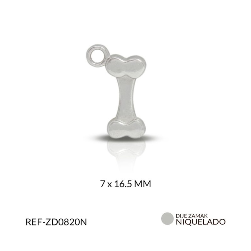 DIJE ZAMAK HUESO 7X16.5MM / PAQUETE x 12 UND / Ref-ZD0820N
