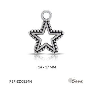 Dije zamak silueta estrella puntos 14x17mm x12 und