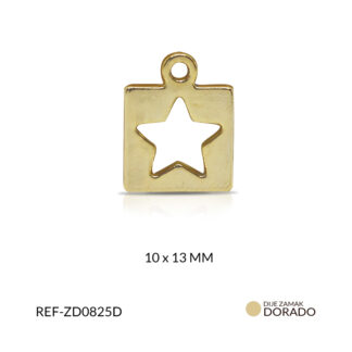 Dije zamak cuadrado estrella 10x13mm x3 unidades
