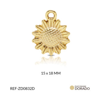 Dije zamak girasol 15x18mm x3 unidades