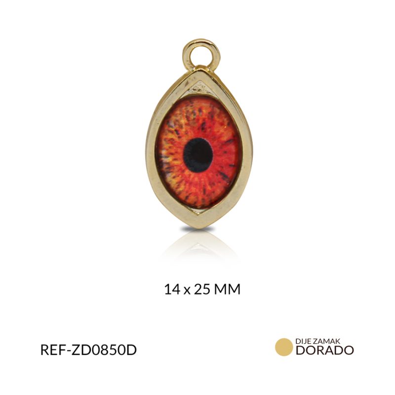 Dije zamak ovalado iris naranja 14 x 25 mm color dorado / x und / REF-ZD0850D